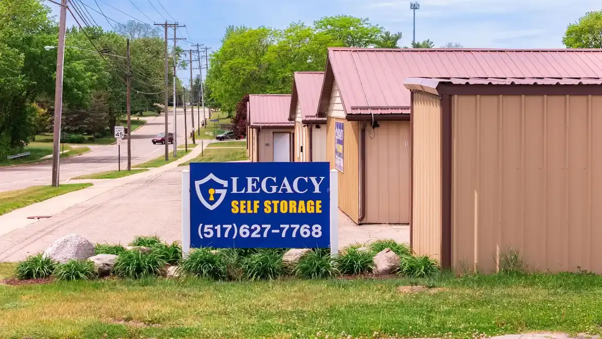 Legacy Self Storage signage and building