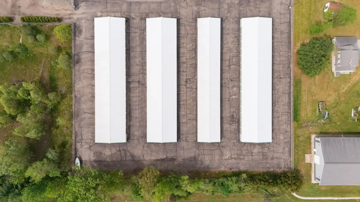 Legacy Self Storage Milwood  drone view of units 