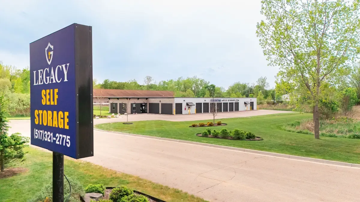 Legacy Self Storage Grand River facility and driveway