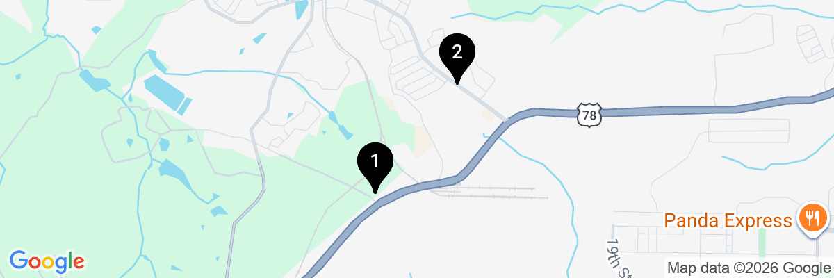Map showing facility locations